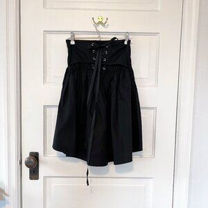 Kitteny Sample Black Gency Strapless Cotton Voile Corset Mini Dress, XS